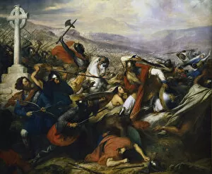 Poitiers Collection: Battle of Poitiers, France, 732 (1837). Artist: Charles Auguste Guillaume Steuben