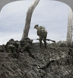 Battle of Polygon Wood, near Ypres, Flanders, Belgium, World War I, September 1917. Artist: Realistic Travels Publishers