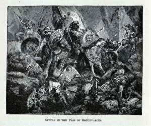 Roncevaux Pass Gallery: The Battle of Roncevaux Pass, 1882. Artist: Anonymous