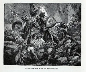 Franks Prints: The Battle of Roncevaux Pass, 1882. Artist: Anonymous