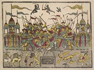 Shri Gobinda Chandra Roy Prints: Battle Scene, 1800s. Creator: Shri Gobinda Chandra Roy