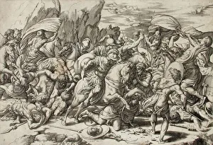 Gian Jacopo Caraglio Prints: Battle Scene, c1526. Creators: Giovanni Jacopo Caraglio, Raphael