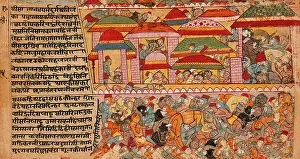 Battle Scene in a City, Folio from a Ramayana (Adventures of Rama), between c1600 and c1625. Creator: Unknown