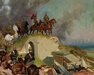 1917 Prints: Battle Scene from the First World War, 1917. Creator: Wojciech Kossak