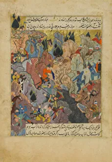 Amir Timur Gallery: Battle Scene, Folio from a Zafarnama (Book of Victories) of Sharaf al-Din Ali Yazdi