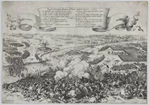 Battle scene: forces led by William of Orange crossing the Gete River to attack the Duke o... 1632