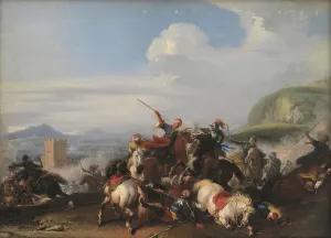 Il Borgognone Prints: Battle Scene with Turkish Cavalry, 1636-1675. Creator: Jacques Courtois