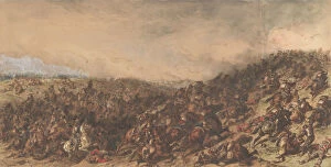 Napoleon Buonaparte Gallery: Battle Scene (Waterloo), 1815-66. Creator: Hippolyte Bellangé