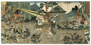 Attacker Gallery: Battle, from the series 47 Faithful Samurai, 1850-1880. Artist: Utagawa Yoshitora