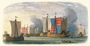Battle of Sluys, June 24, 1340 (1864). Artist: James William Edmund Doyle Battle of Sluys, June 24, 1340 (1864). Artist: James William Edmund Doyle