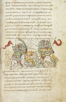 Battle between Sviatopolk the Accursed and Yaroslav the Wise (from the Radziwill Chronicle), 15th century
