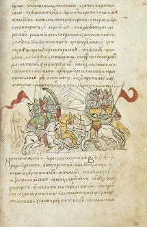 Book Art Collection: Battle between Sviatopolk the Accursed and Yaroslav the Wise (from the Radziwill Chronicle)