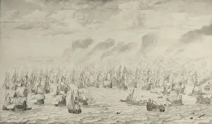 Man Of War Prints: The Battle of Terheide, 1657. Creator: Willem van de Velde I