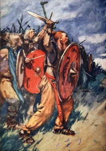 Marshall Prints: Battle of the Teutoburg Forest, Germany, 9 AD (1913). Artist: Arthur C Michael