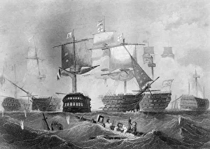 The Battle of Trafalgar, 21 October 1805 (c1857).Artist: Albert Henry Payne The Battle of Trafalgar, 21 October 1805 (c1857).Artist: Albert Henry Payne