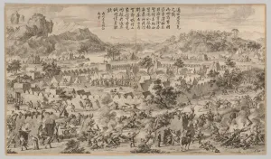 1736 1795 Prints: Battle at Tunggushi Luke: from Battle Scenes of the Quelling of the Rebellions... c