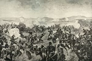 The Battle of Ulundi - Final Rush of the Zulus. The British Square in the Distance, 1900