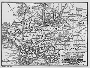 Niederosterreich Prints: Battle of Wagram, positions July 5th 1809, (1896)