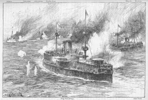 William Heysham Overend Prints: The Battle of the Yalu, 1895, (1902). Artist: William Heysham Overend
