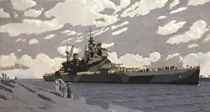 Shipping Prints: Battleship in Suez Canal [HMS Howe]