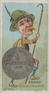 Duke W Sons Co Prints: Bavaria, 1 / 2 Gulden, from the series Coins of All Nations (N72