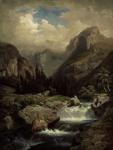 1864 Prints: Bavarian Mountain Scenery, Copy After Franz Hengsbach, 1864. Creator: Augusta Soldan