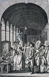 Covent Garden Market Gallery: Bawds and pickpockets around a trader at Covent Garden piazza, Westminster, London, c1780