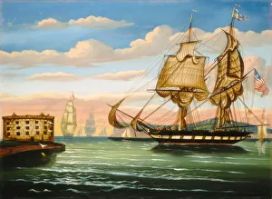 Primitivism Collection: Bay of New York, Sunset, mid 19th century. Creator: Thomas Chambers
