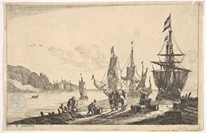 Nooms Prints: Bay with Sailing Vessels, 17th century. Creator: Reinier Zeeman