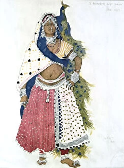 Images Dated 24th August 2005: Bayadere with Peacock, ballet costume design, 1911. Artist: Leon Bakst