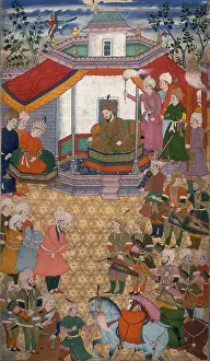 Prisoners Prints: Bayazidi brought before Timur, 1600. Creator: Unknown