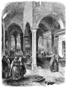 Shop Owner Prints: The Bazaar at Constantinople, 1869. Creator: Unknown