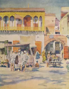 Flora Annie Steel Prints: A Bazaar, Delhi, 1905. Artist: Mortimer Luddington Menpes