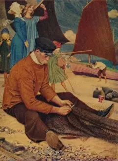 Mending Collection: The Beach, 1910. Artist: Joseph Edward Southall