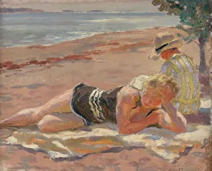 Beachwear Prints: On the Beach, 1929. Creator: Santeri Salokivi
