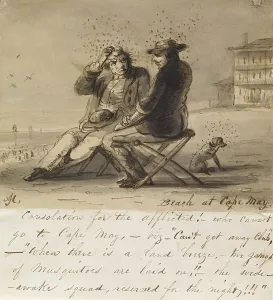 Scratching Prints: Beach at Cape May, c1840. Creator: Alfred Jacob Miller