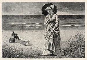 On the Beach - Two are Company, Three are None, 1872. Creator: Winslow Homer (American, 1836-1910)
