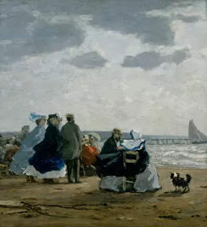 Boudin Collection: On the Beach, Dieppe, 1864. Creator: Eugene Louis Boudin