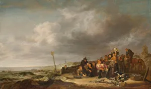 Simon De Fleger Prints: Beach with Fishermen, 1630-1653. Creator: Simon de Vlieger