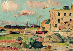 Oil On Board Prints: The Beach, Largo, at Low Tide, 1920-1929. Creator: George Leslie Hunter