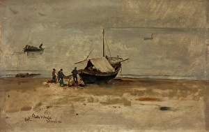 Eilif Peterssen Prints: The Beach at Porto d'Anzio, 1880. Creator: Eilif Peterssen