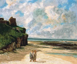 Gustave 1819 1877 Prints: The Beach at Saint-Aubin-sur-Mer. Artist: Courbet, Gustave (1819-1877)
