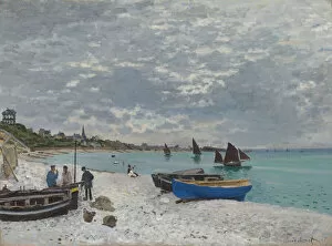 Claude Monet Collection: The Beach at Sainte-Adresse, 1867. Creator: Claude Monet