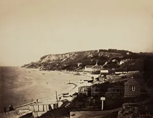 Gray Gustave Le Prints: The Beach at Sainte-Adresse, with the Dumont Baths, 1856 / 57. Creator: Gustave Le Gray