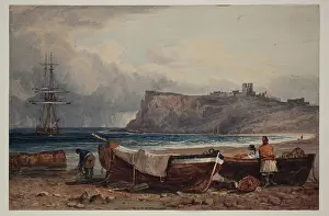 Storm Cloud Prints: Beach Scene with Fishing Boats, between 1803 and 1852. Creator: Samuel Prout