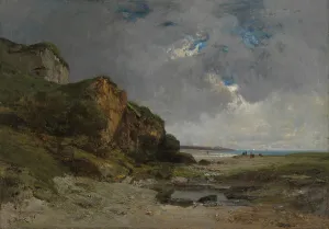 Stormclouds Prints: A beach scene in Normandy, 1876. Creator: Alexandre Defaux