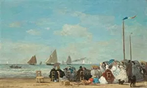Boudin Collection: Beach Scene at Trouville, 1863. Creator: Eugene Louis Boudin