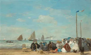 Eugene Boudin Prints: Beach Scene at Trouville, 1863. Creator: Eugene Louis Boudin