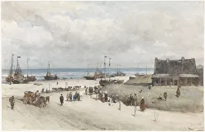 Deck Paint Prints: The Beach at Scheveningen, 1873. Creator: Johannes Bosboom