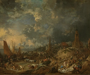 Export Prints: The Beach at Scheveningen, c1691-1713. Creator: Lucas Smout II